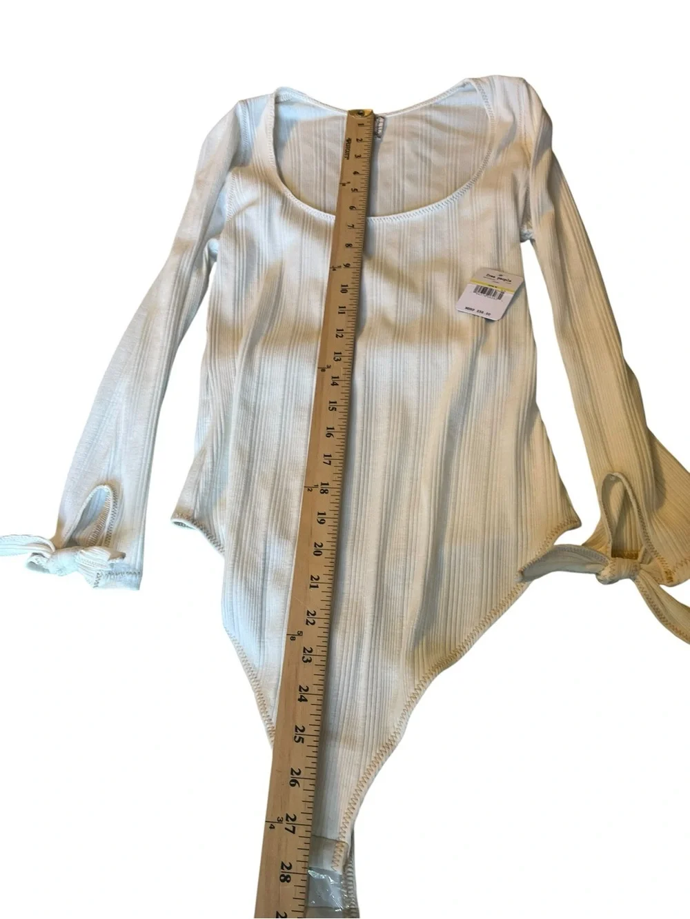 Free People Intimately FP Ribbed Tie Sleeve Bodysuit Ivory M NWT Boho Balletcore